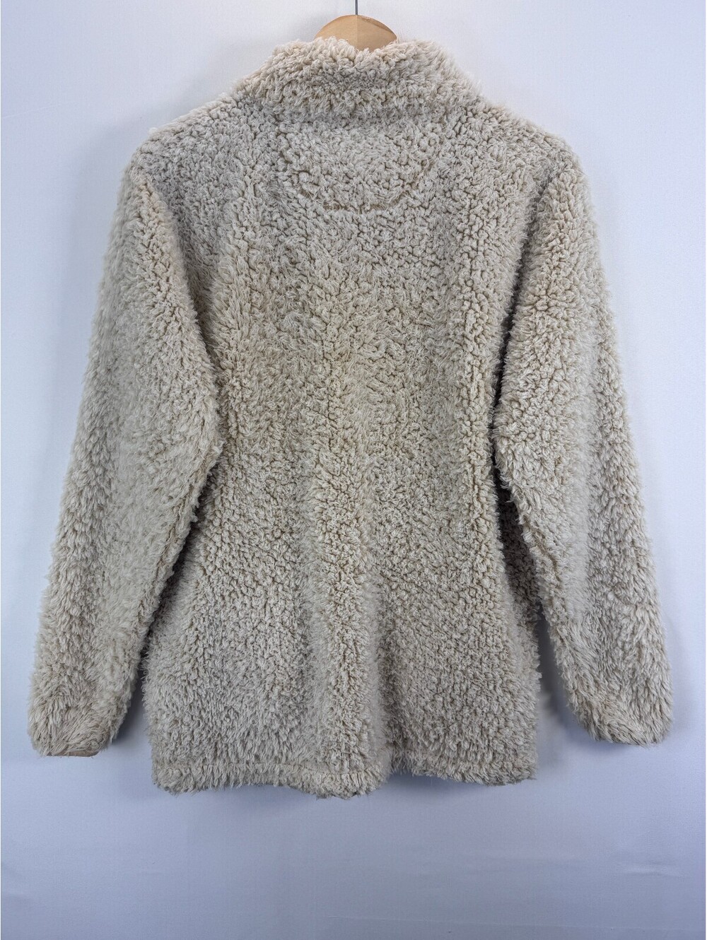 Simply Southern SOFT Sherpa Preppy Pullover Women's M Cream Quarter Zip Fuzzy - Picture 5 of 10